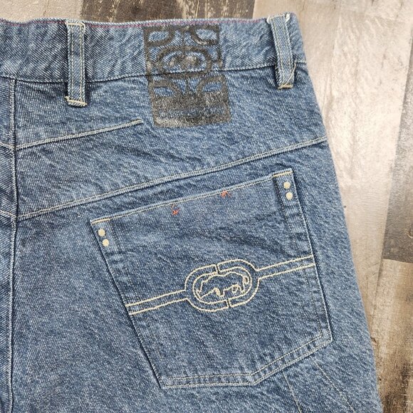 Vintage Ecko size 36 Denim Carpenter Jean Shorts Baggy Y2k Hip Hop - Picture 3 of 9